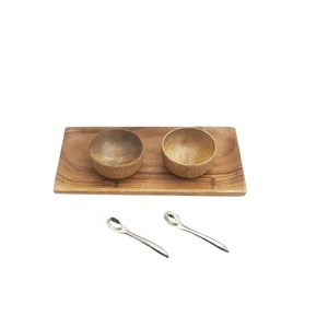 Ensemble de bols à soupe pour hôtel de luxe Motif en bois de béton peint en or Conception de couleur personnalisée Cuillères plaquées or Utilisation alimentaire de l'acheteur commercial - Product Image 3