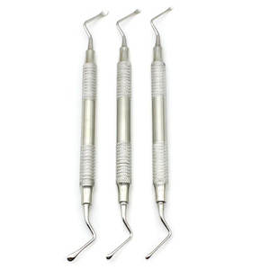 Juego de 3 uds de instrumentos quirúrgicos dentales de acero inoxidable, curetas dentadas, escalador Dental, cureta ósea, herramientas de implante - Product Image 4