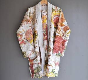 Kantha เสื้อแจ็กเก็ตแนวโบฮีเมียน,ชุดเดรสระเบิดแขนยาวให้ความอบอุ่นแฟชั่นทำด้วยมือสำหรับทุกเพศ - Product Image 4
