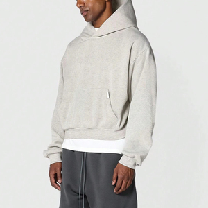 Personnalisé de haute qualité hommes sweat à capuche épaule tombante Streetwear lâche polaire tissu coton surdimensionné uni teint - Product Image 2