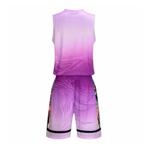 Maillot de basket-ball à rayures en sublimation avec conception de brouillon gratuite, motif personnalisé, taille plus, été, respirant, séchage rapide - Product Image 2