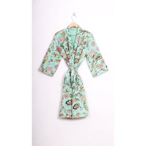 Nouvelle arrivée été, peignoir pour femme en coton 100% Kantha, fait main, respirant, doux, col en V, imprimé fruits - Product Image 6