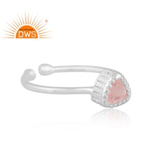 Best Quality Fine Sterling Silver Natural Rose Quartz Gemstone <b>Adjustable</b> <b>Ring</b> Custom Jewelry For Women Gift For Her - Product Image 2