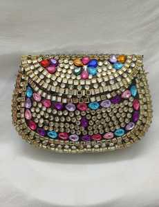 Sac de soirée en mosaïque métallique sur mesure, accents artistiques en carreaux, grande capacité, fermeture à bouton, imperméable, accessoire de mode moderne - Product Image 2