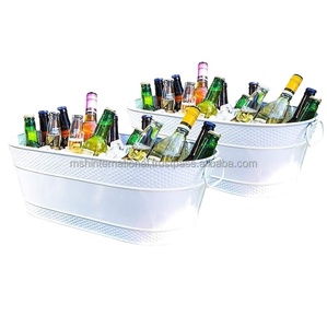 Hình bầu dục kim loại nước giải khát bồn tắm cho <span class=keywords><strong>15</strong></span> chai bia hình bầu dục mạ kẽm Xô đá với xử lý phổ biến băng bồn tắm - Product Image 6