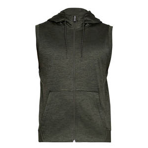High Quality Navy <b>Men's</b> Zipper-Up Fitness <b>Sleeveless</b> <b>Hoodie</b> Casual Solid Pattern Breathable Lightweight Knitted Fabric Winter - Product Image 4