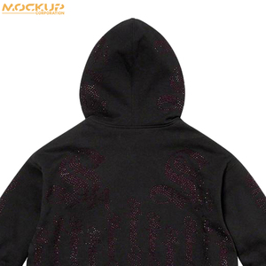 เสื้อมีฮู้ดพิมพ์ลายดิจิทัลนูนพิมพ์ลายแมงมุมสีดำ500G สำหรับฤดูหนาวออกแบบได้ตามต้องการ - Product Image 4