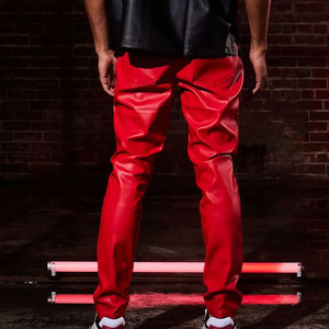 กางเกงหนังลำลองสำหรับผู้ชายกางเกงหนังสีทึบใหม่2024 - Product Image 6