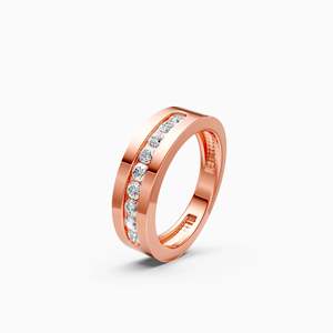 Anillo de boda elegante con diamantes cultivados en laboratorio, engaste de canal redondo, para uso diario, 0.39 ct, en oro amarillo, blanco y rosa de 9K - Product Image 3