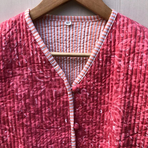 แจ็กเก็ตผ้าฝ้ายโบโฮสำหรับผู้หญิงเสื้อคลุมฤดูหนาวพิมพ์ลายดอกไม้ขนาด XL ทำด้วยมือ - Product Image 5