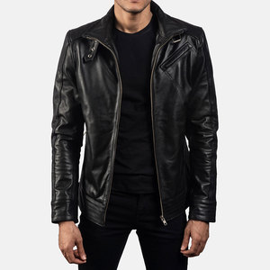 Fabricant OEM Veste en cuir pour hommes de haute qualité col montant fermeture à glissière saison d'hiver décoration de poche pour l'extérieur - Product Image 1