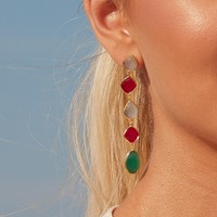 Boucles d'oreilles pendantes multicolores en laiton plaqué or 18 carats avec onyx vert facetté, tendance et très vendues, cadeau de fête pour femme
