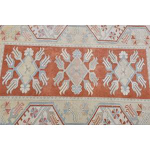 Clásico naranja Beige 2.6x4.2ft Vintage alfombra turca hecha a mano Patchwork diseño lana poliéster látex para sala de estar pasillo rectángulo - Product Image 5