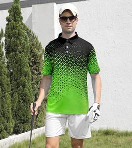 Polo de golf pour hommes, coupe sèche, évacuation de l'humidité, manches courtes 100% polyester tricoté, imprimé performant - Product Image 3