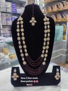 <b>Indian</b> Traditional and Fashionable Gold Plated and Long Mala With Earring and Maagtika Combo Necklace Set for Women - Product Image 2