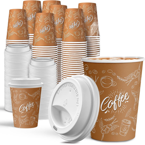 Vasos de papel de una sola pared biodegradables respetuosos con el medio ambiente desechables de grado alimenticio con tapa impresa personalizada para café para llevar - Product Image 6