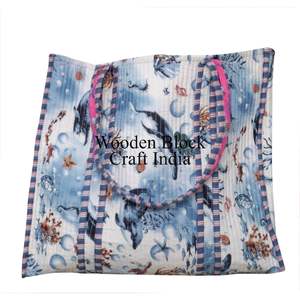 Bolsos de Mano para Mujer, Bolso de Hombro Reversible con Estampado Floral, Bolsos de Mano Grandes Acolchados de Algodón, Bolsos de Compras de Algodón Personalizados de Moda, Bolsos de Viaje - Product Image 4