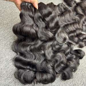 Meilleure qualité 100% vietnamien brut cheveux humains tissage Extension vague naturelle Machine Double trame Double dessiné 100g en gros - Product Image 5