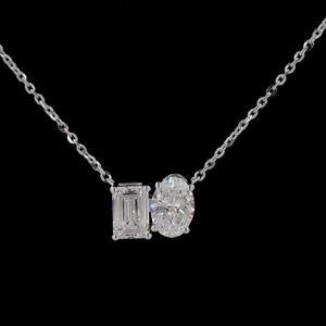 Collier de diamants de laboratoire de forme mixte de 1.47 ct en or blanc 14 carats pendentif léger bijoux de luxe de tous les jours modernes - Product Image 4