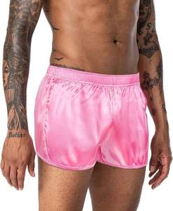 Nouveaux hommes confortables à séchage rapide plage rose couleur soyeux Shorts soie maillot de bain avec cordon élastique taille respirant - Product Image 3