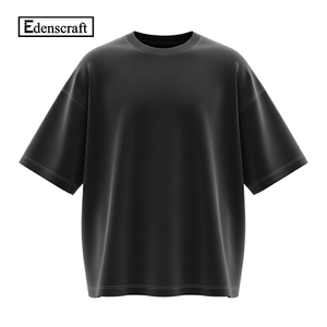 เสื้อยืดโอเวอร์ไซส์สำหรับผู้ชายผ้าคอตตอนขนาดใหญ่เปิดไหล่ทรงหลวมคอกลมแขนสั้นผ้าคอตตอน100% แห้งเร็วเป็นมิตรต่อสิ่งแวดล้อม - Product Image 6