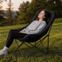 Fauteuil lune en toile avec sac de transport, dossier haut, pliable, portable, pour le camping