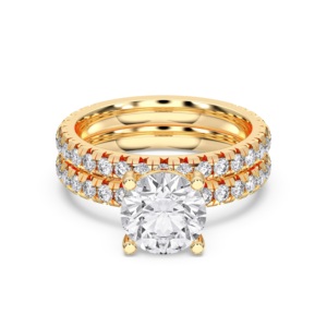 Conjunto de anillos de boda de diamante cultivado en laboratorio de corte brillante redondo OEM 2,55 CT al por mayor hecho en oro sólido y plata de ley - Product Image 5