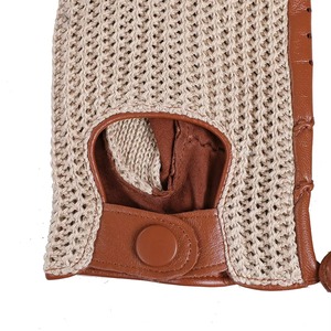 Gants de conduite thermiques en cuir véritable pour hommes, pour moto, sans doigts, en peau de mouton, coton, crochet, écran tactile, décontractés, pour les fêtes - Product Image 5