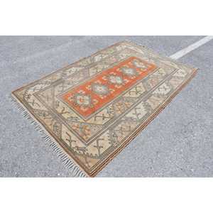 Turkish Vintage Area Rug 5.1x7.7 ft, <b>Brown</b> <b>Wool</b> Rug - Product Image 4