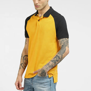 Polo de hombre de algodón 100% al por mayor, tejido de punto cómodo, hombro raglán, bloque de color ajustado, informal, estampado sólido - Product Image 3