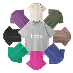 Vintage Boxy ácido lavado recortado Camiseta 100% algodón peso pesado gimnasio de gran tamaño personalizado impreso patrón hombres Streetwear para - Product Image 1