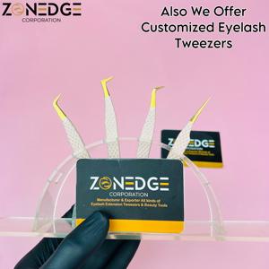Eyelash Tweezer <b>Nude</b> and Gold Tips Lash Tweezers Diamond Grip Private Logo Fiber Tip Eyelash Extension Tweezers - Product Image 4