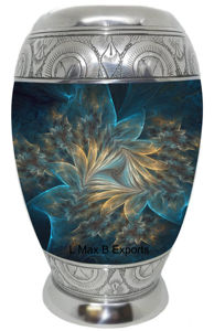 European Style Butterfly Tulip Adult Cremation Urn Metal Memorial with <b>Velvet</b> <b>Bag</b> for Ashes for Funeral Decorations - Product Image 2
