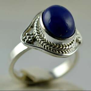 Handmade 925 Sterling Silver Boho <b>Ring</b> <b>Lapis</b> <b>Lazuli</b> Natural Blue Oval Gemstone Inlay Perfect September Birthstone September - Product Image 6