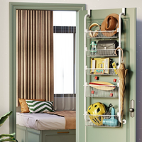 Étagère de rangement suspendue au-dessus de la porte, sans perçage, installation facile, multi-niveaux, gain de place, panier organisateur de porte