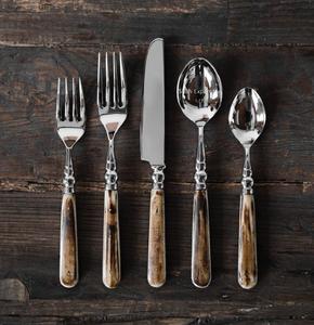 Ensemble de couverts faits à la main en acier inoxydable avec poignée en os anti-tiques ensemble de couverts de table à manger pour la maison fini argent - Product Image 5