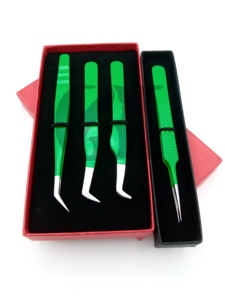 GETUP BROSONS IMPEX Nouveau style vert Kelly, pinces à extensions de cils en acier inoxydable à pointe lisse, différentes formes, revêtement en poudre - Product Image 3