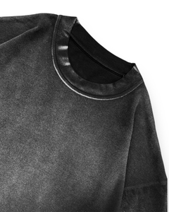 Camiseta Oversize Negra de Algodón Casual con Cuello Redondo y Manga Corta, Teñido Liso, Ajuste Regular, Largo Estándar, Color Sólido, Lavado Ácido - Product Image 5