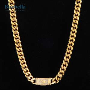 Venta caliente 14K chapado en oro plata esterlina 925 10mm letra inicial Miami cadena de eslabones cubanos para hombres joyería de moissanita - Product Image 1