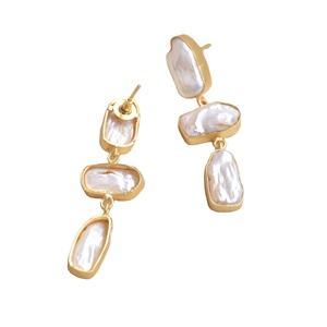 Boucles d'oreilles pendantes en laiton naturel, perles de qualité supérieure, pierres précieuses authentiques, finition plaquée or 18 carats, sans nickel, durables, export en gros - Product Image 6