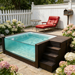 Acrílico grande para exteriores para jacuzzi Swim Spa con fibra de vidrio y madera Big Ground Pool Swim Spa Pool outdoor - Product Image 4