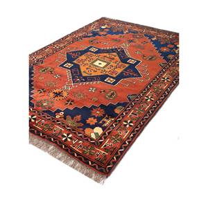 Alfombra de Lana Anudada a Mano Aalam, Diseño de Medallón Rojo Naranja, Kilim Rectangular de 9x12, Abstracta, Hecha a Mano para Adolescentes, para Entrada o Pasillo - Product Image 2