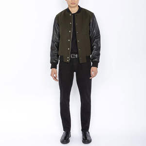 Veste universitaire d'hiver en laine/cuir, style streetwear, pour adultes et jeunes, coupe confortable, qualité professionnelle, col rond - Product Image 4