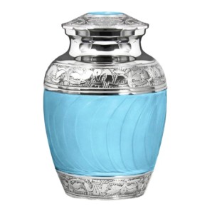 Las urnas de cremación de latón para mascotas más vendidas con diseño de impresión de pata plateada y acabado de color azul para urnas de mascotas de cenizas humanas - Product Image 4