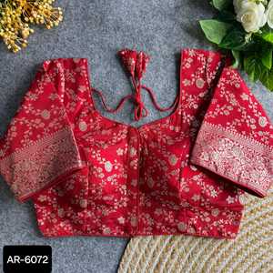 Indian New Trendy Designer Soft Banarasi Silk with Weaving Heavy Weaving Border Blouse for Saree Wholesale Price Indian Blouse - Product Image 2