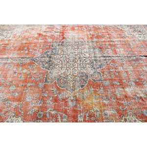 พรมตุรกี ขนาดใหญ่พิเศษ 8.9x12.3 ฟุต พรมวินเทจ พรมขนสัตว์สีแดงลายนามธรรม - Product Image 5