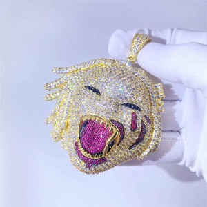 Pendentif en Moissanite avec diamant, design personnalisé glacé, visage scintillant, pendentif en argent sterling 925 - Product Image 2