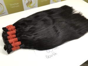 Cabello virgen negro de lujo con ondas naturales de 45 cm con calidad súper Doble - Product Image 4