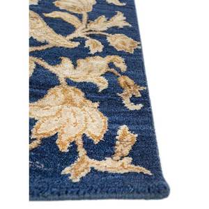Tapis rectangulaire en laine et soie noué à la main, motif floral bleu aurore, pour salon, voiture, couloir, design abstrait/floral en puzzle - Product Image 4