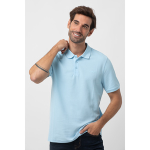 Polo básico de Piqué para hombre, corte informal, Cuello clásico y cierre de botón, 85% algodón, 15% poliéster, disponible en varios colores - Product Image 1